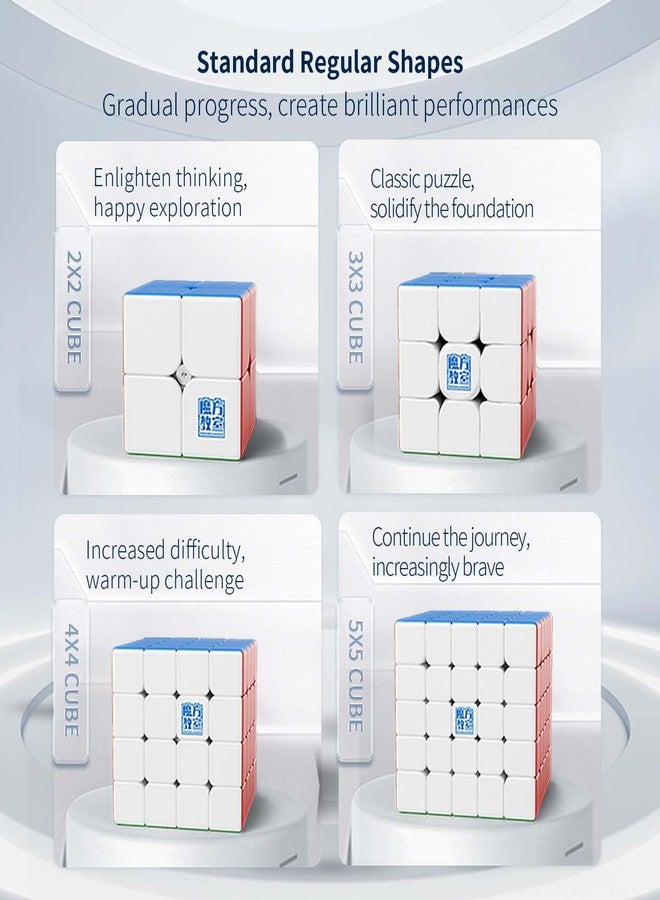 Moyu Meilong 2x2 3x3 4x4 5x5 Educational Cube Set Stickerless Speed Cubes Bundle Gift for Children Adults 4 Pack - Image 2